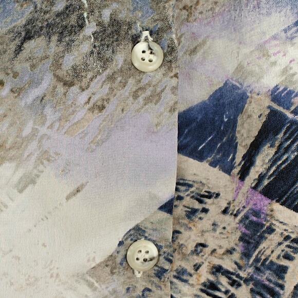 Tucker Watercolor Abstract Silk Top Size XS Button Front Long Sleeve Blouse - Picture 3 of 8